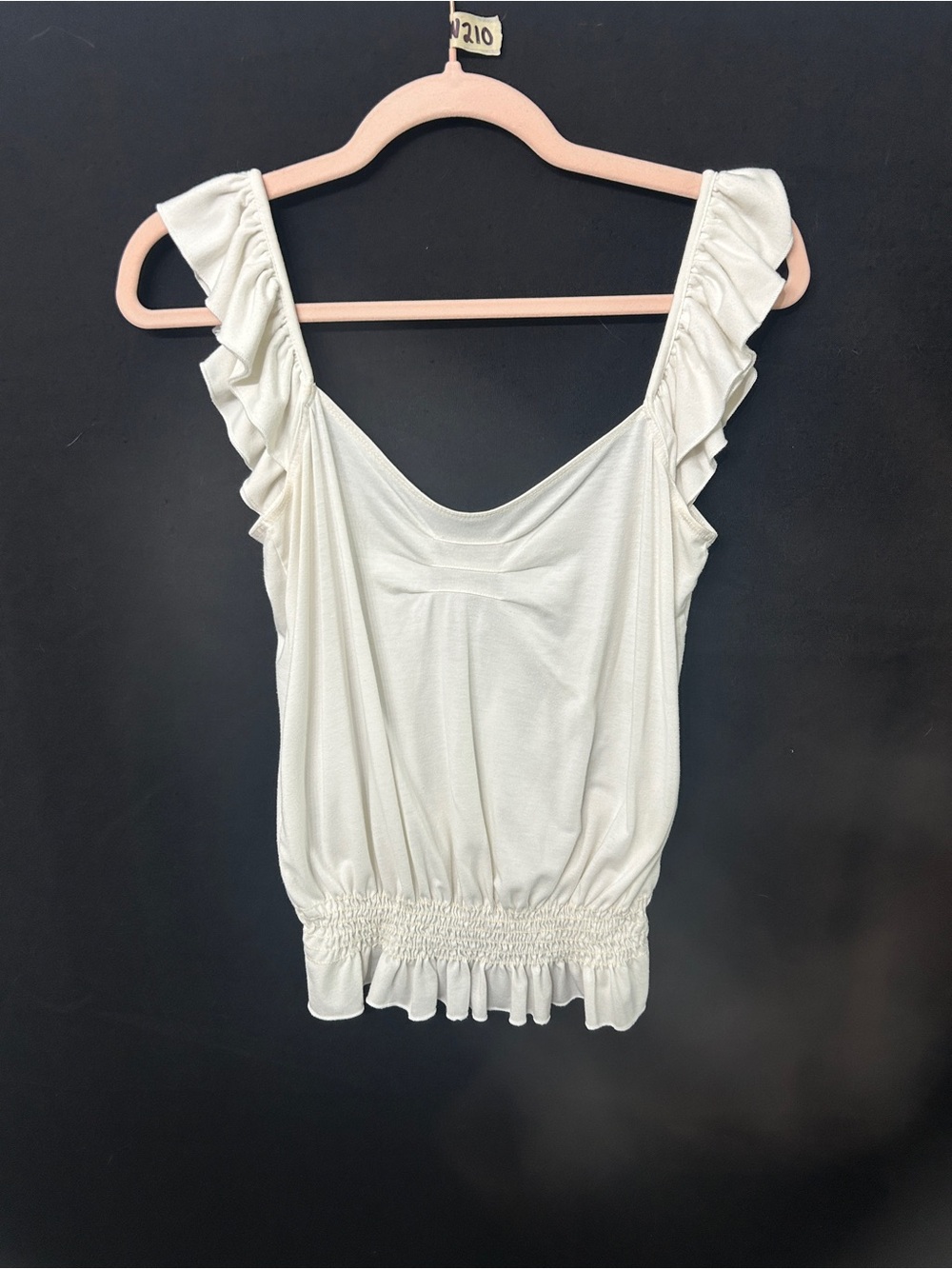 Women’s Guess White Ruffle Sleeveless Top Small Soft Stretch